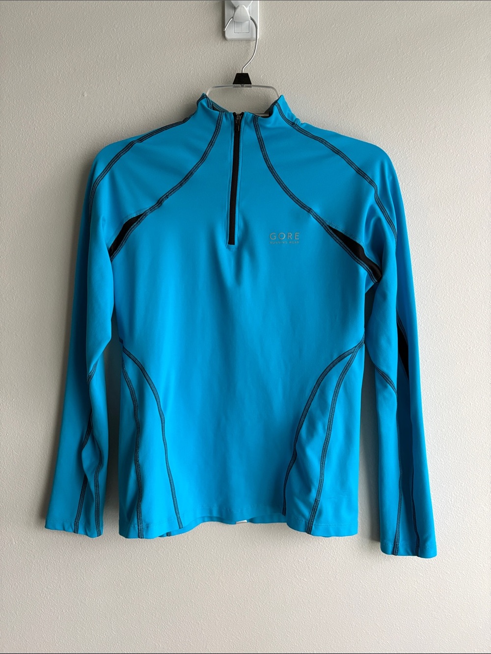 Gore Running Top - Aqua Blue, Long-Sleeve, Quarter Zip, Women’s Small